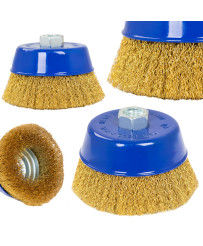 Szczotka tarczowa druciana mosiężna ⌀100mm, drut mosiężny 0.3mm M14 FR9413