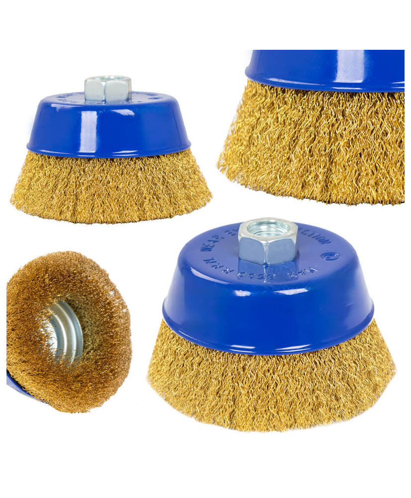 Szczotka tarczowa druciana mosiężna ⌀100mm, drut mosiężny 0.3mm M14 FR9413