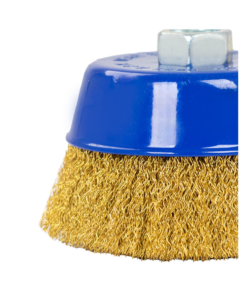 Szczotka tarczowa druciana mosiężna ⌀100mm, drut mosiężny 0.3mm M14 FR9413