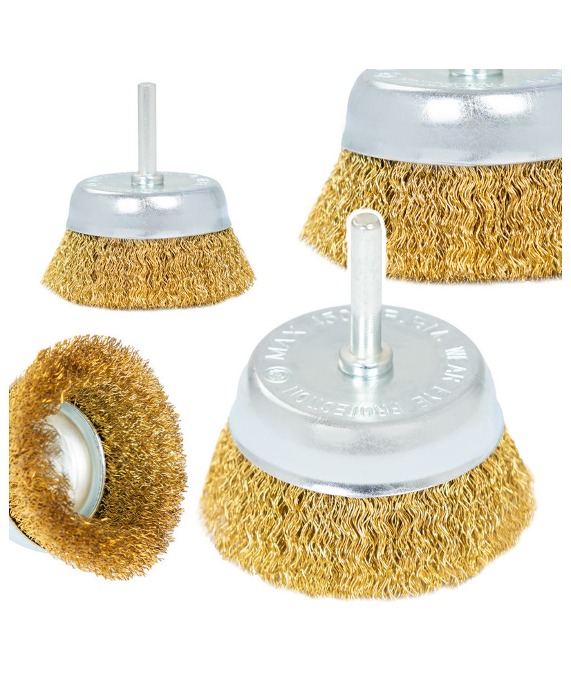 Szczotka czołowa z trzpieniem miedziana ⌀75mm, Drut miedziany 0,3mm FR9409