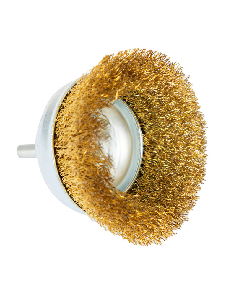 Szczotka czołowa z trzpieniem miedziana ⌀75mm, Drut miedziany 0,3mm FR9409