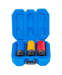 Nasadki do felg aluminiowych alufelg 1/2'', 17, 19, 21mm - zestaw 3szt. Farys FR2378