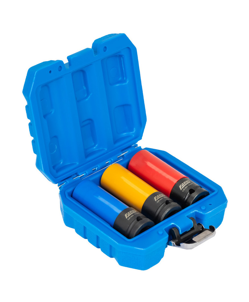 Nasadki do felg aluminiowych alufelg 1/2'', 17, 19, 21mm - zestaw 3szt. Farys FR2378