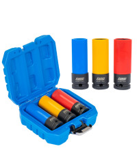 Nasadki do felg aluminiowych alufelg 1/2'', 17, 19, 21mm - zestaw 3szt. Farys FR2378