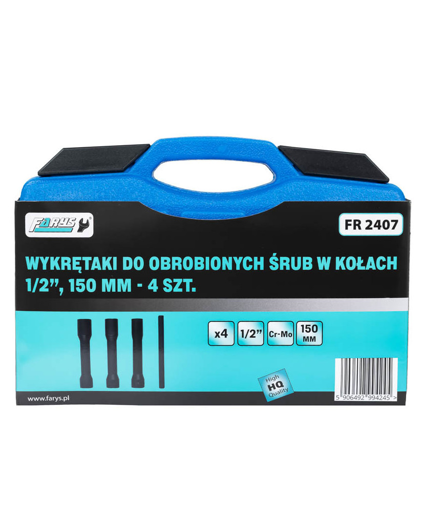Wykrętaki do obrobionych śrub w kołach 1/2'', 150mm - zestaw 4szt. FR2407