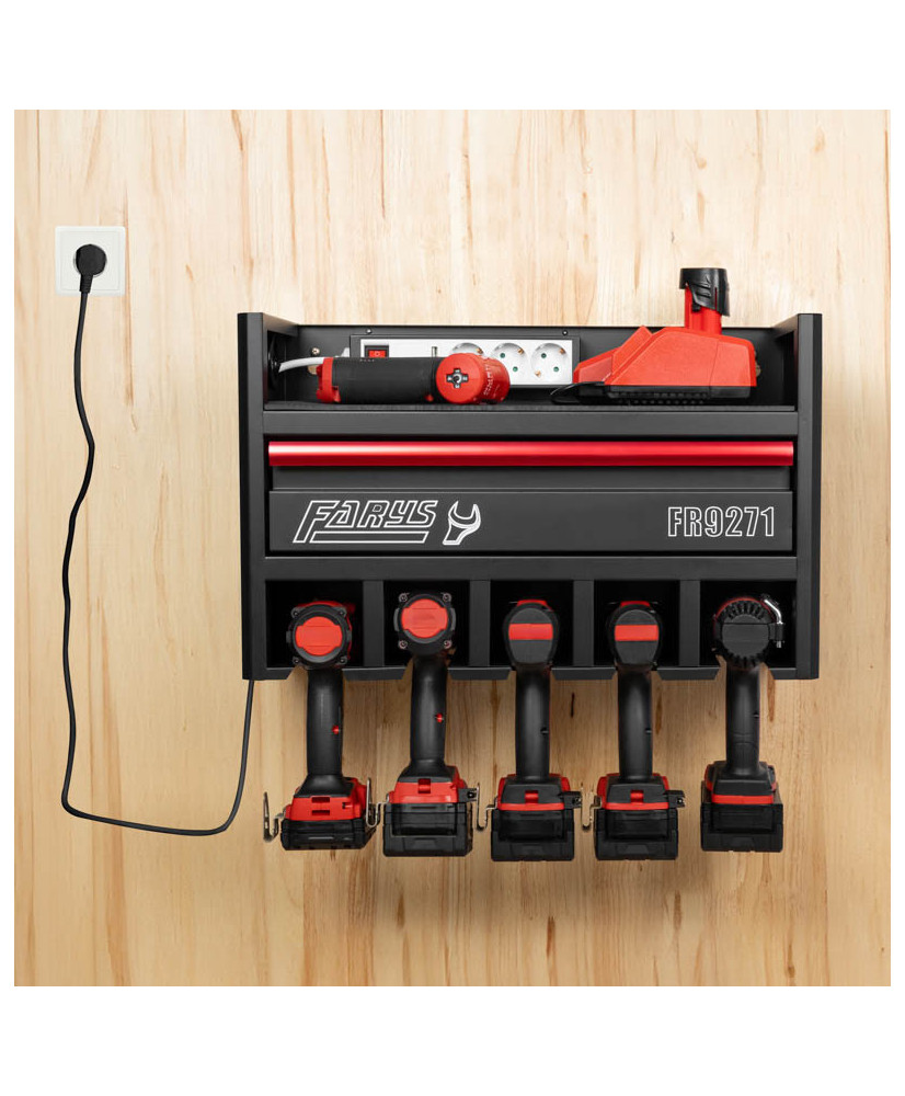 Szafka wisząca z szufladą na elektronarzędzia Milwaukee Makita z gniazdem 230V FR9271W OUTLET