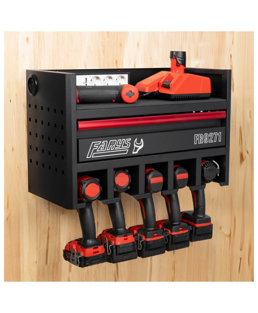 Szafka wisząca z szufladą na elektronarzędzia Milwaukee Makita z gniazdem 230V FR9271W OUTLET