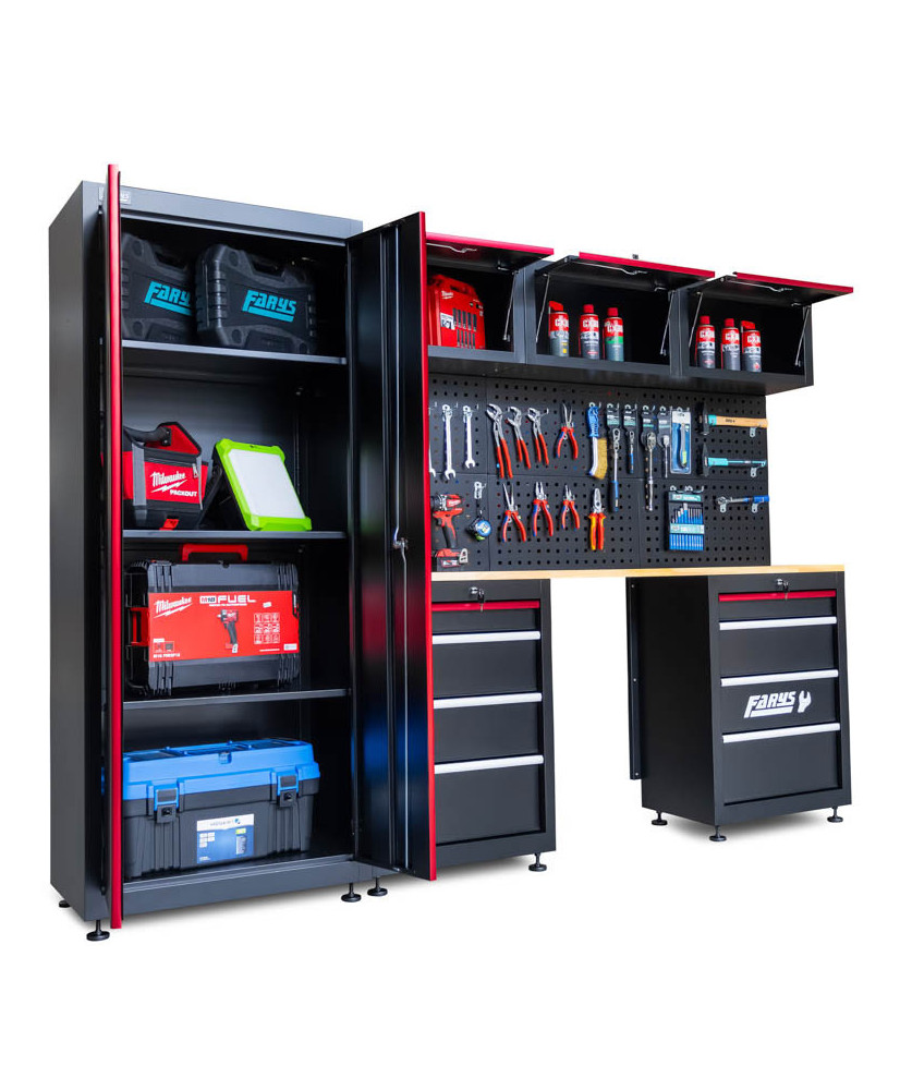 Meble garażowe warsztatowe regał szafka do warsztatu garażu + stołek warsztatowy FR4112 + FR9227