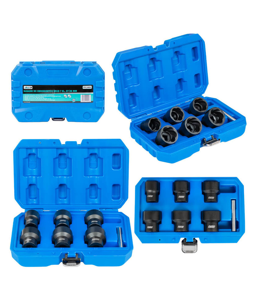 Nasadki do obrobionych uszkodzonych śrub - zestaw 7el. 27-36mm FR2405