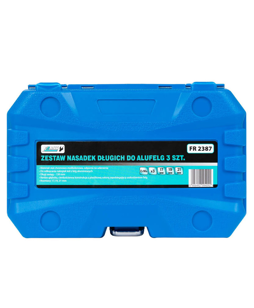 Zestaw Nasadek Długich do Alufelg 17 19 21mm 150 mm CrMo - 3szt. Farys FR2387