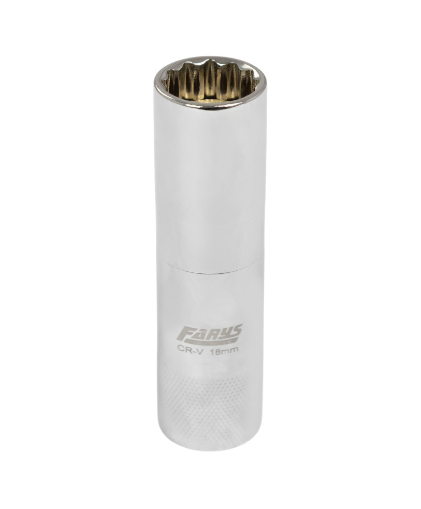 Nasadka do świec 3/8" 18 mm długa 12-kątna 90mm CrV Farys FR2280
