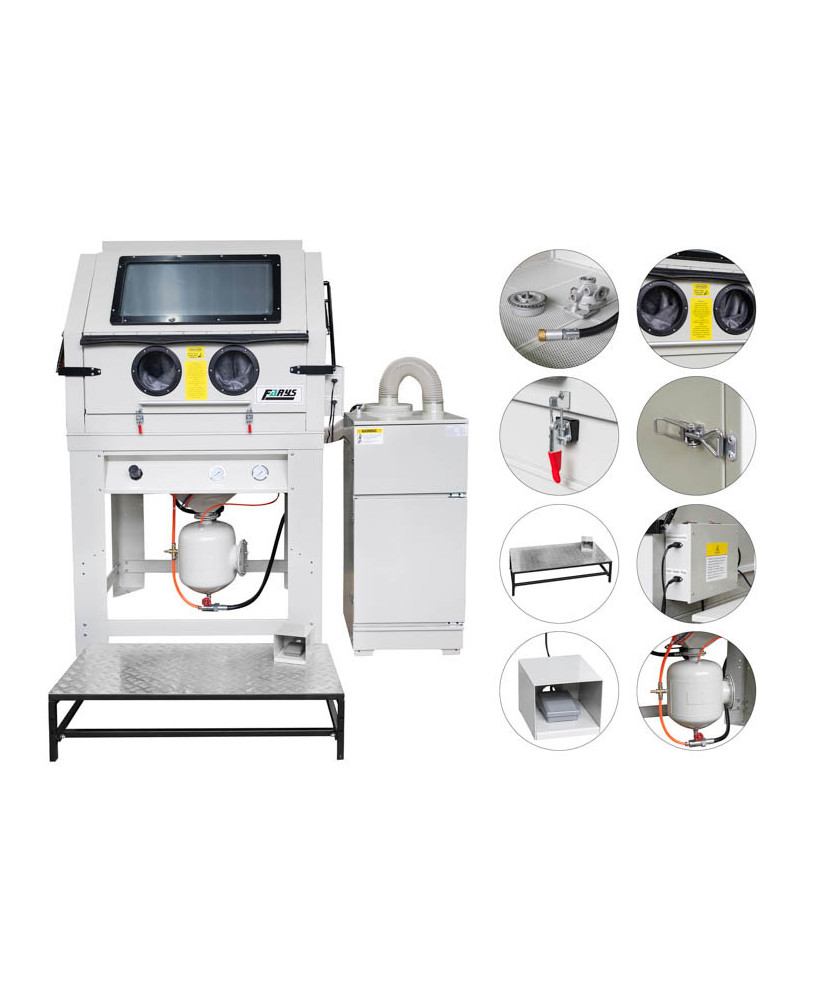 Piaskarka kabinowa 990 L oczyszczarka śrutownica FR7028 + Odciąg z filtrem FR7043-b