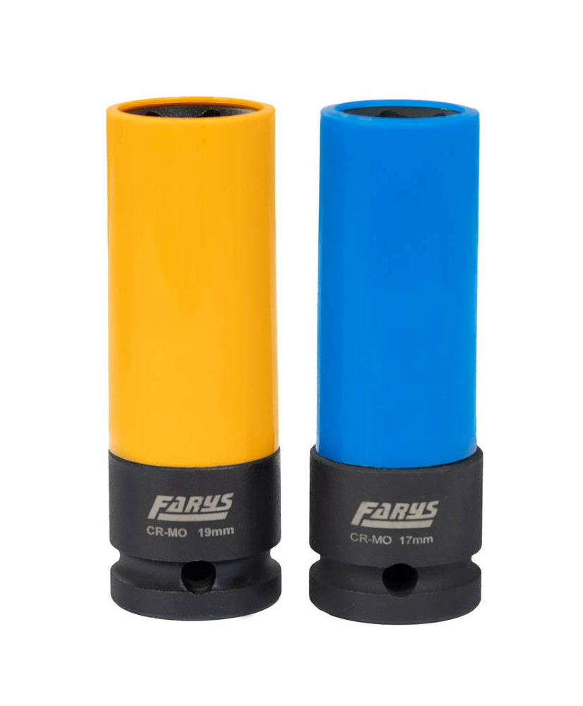 Zestaw nasadek udarowych do alufelg 1/2” 17mm 19mm CR-MO 85mm FARYS FR2377