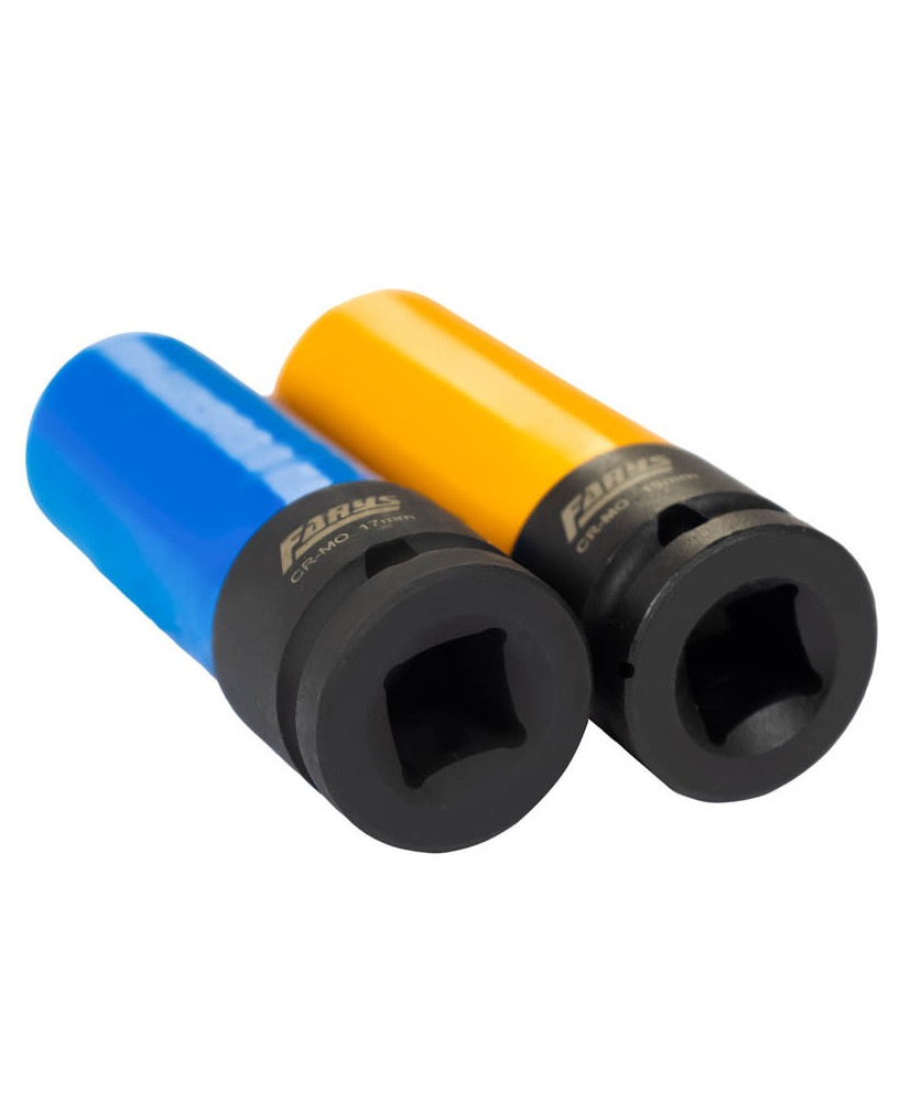 Zestaw nasadek udarowych do alufelg 1/2” 17mm 19mm CR-MO 85mm FARYS FR2377