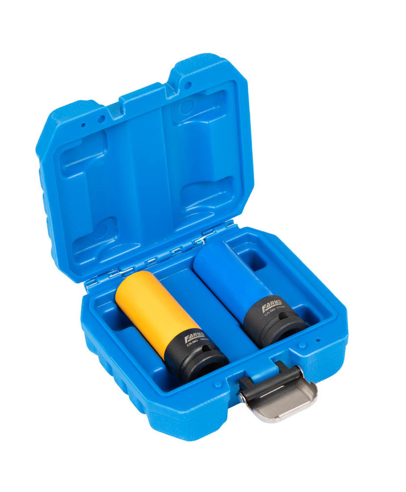 Zestaw nasadek udarowych do alufelg 1/2” 17mm 19mm CR-MO 85mm FARYS FR2377