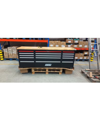 Duży stół warsztatowy z drewnianym blatem