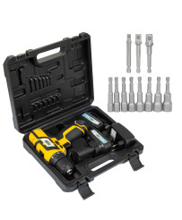 Wiertarko wkrętarka 18V w zestawie z nasadkami i adapterami FR7169+ FR2607+ FR2605