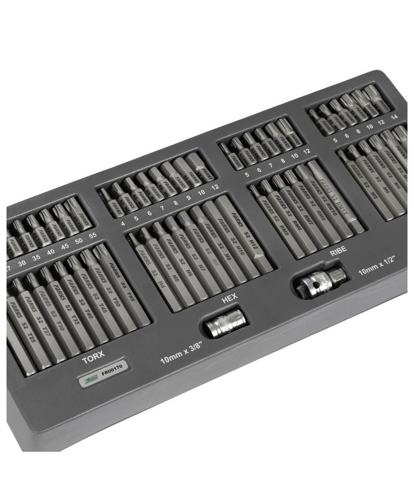 Zestaw bitów 60 el. TORX IMBUS SPLINE RIBE + adaptery FR00170