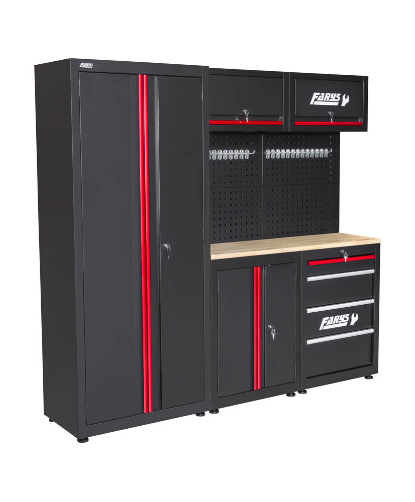 Zestaw Mebli Garażowych Farys FR4108M z Drewnianym Blatem