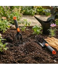 Zestaw Ogrodniczy 4 el. – Łopatka, Widełki, Grabki, Konewka RAMP