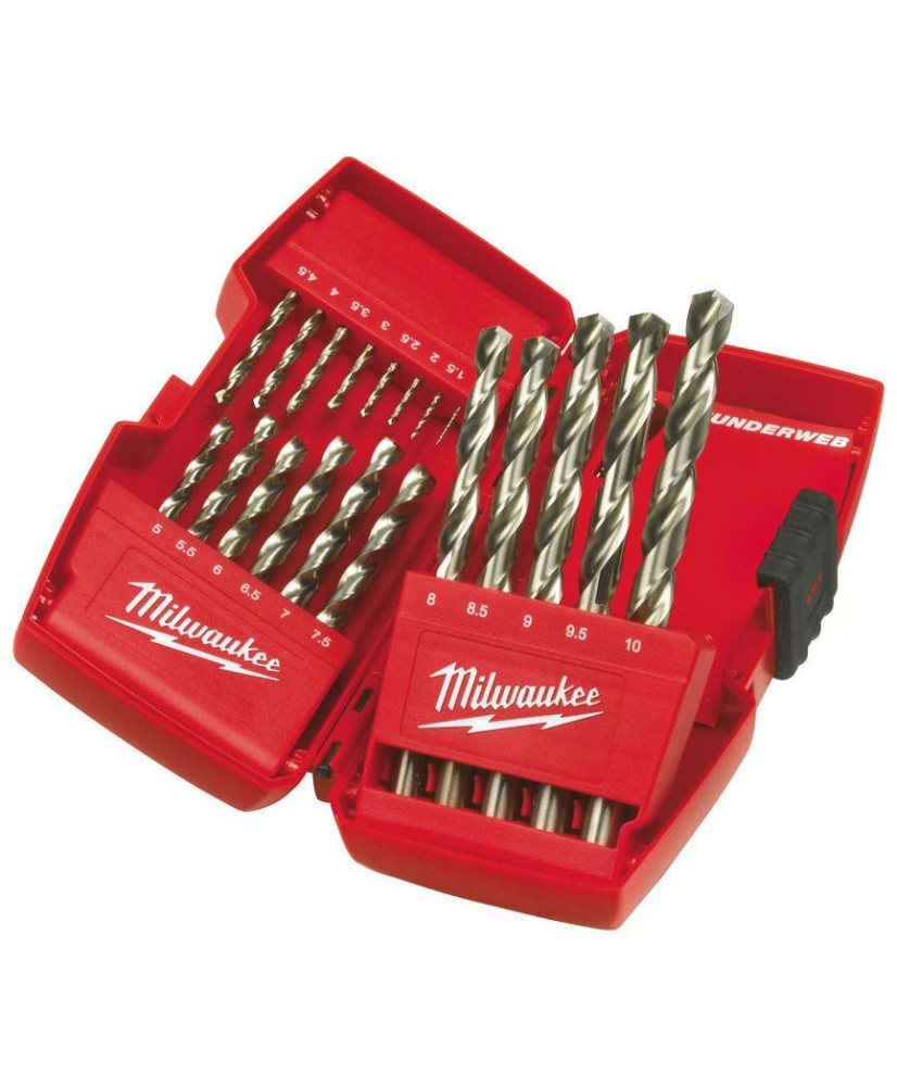 Wiertła do metalu HSS-G zestaw 19 szt. THUNDERWEB MILWAUKEE