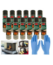 12szt. Caramba Aktywna pianka do czyszczenia szyb kominków i piecyków 500ml + 2x rękawiczki (1para)
