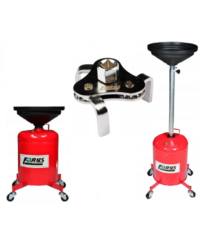 Zlewarka do oleju 19l + klucz pazurkowy do filtra FR4181+FR6023 Farys