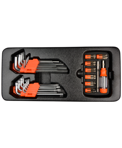 Wkład do szafki  Zestaw kluczy trzpieniowych Torx Imbus typ L z bitami - 62 szt. FARYS FR1844