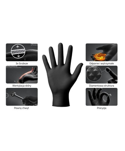 Rękawice NITRYLOWE GO GRIP XXL Mercator bardzo mocne 50szt