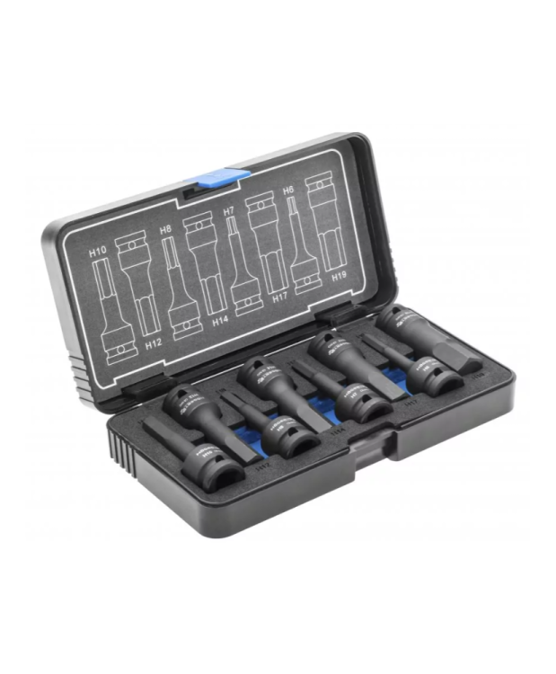 Zestaw kluczy trzpieniowych, udarowych Hex 8 szt., HT6R004 1/2″, CrMo  (2D)(S19)