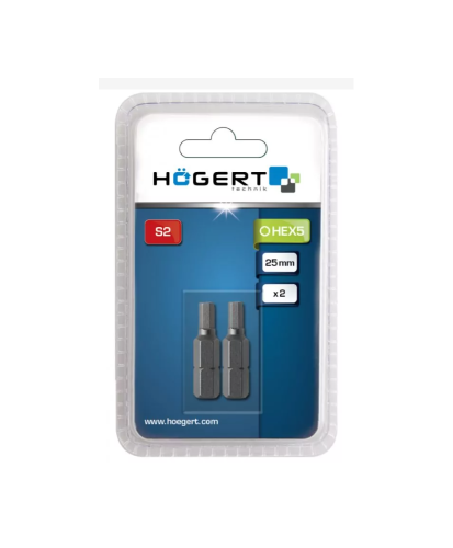 Końcówki wkrętakowe HEX 5, 25mm, 2 szt (15D)