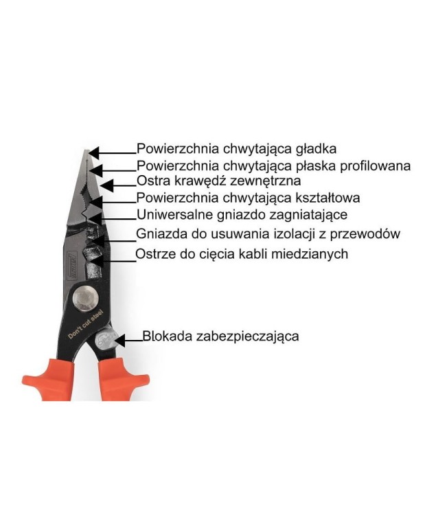 Szczypce kombinerki wielofunkcyjne elektryczne izolowane FR4551