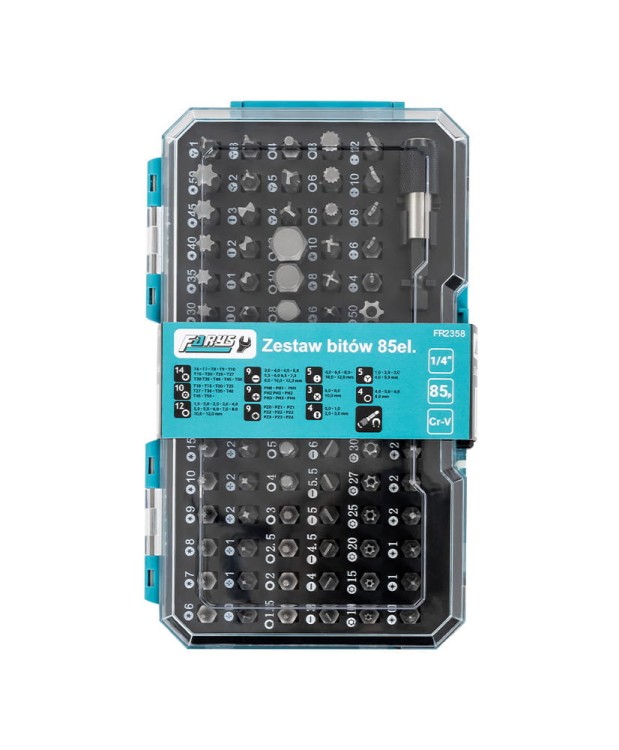 Zestaw bitów 85 el. TORX, IMBUS, SPLINE, PH, PZ, SL FR2358