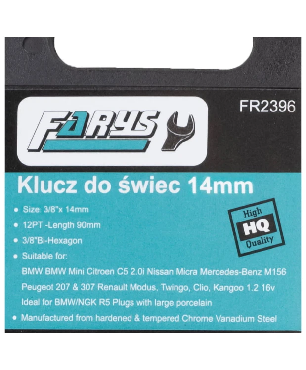 Nasadka klucz do świec 14mm 3/8 cienkościenna z magnesem FR2396