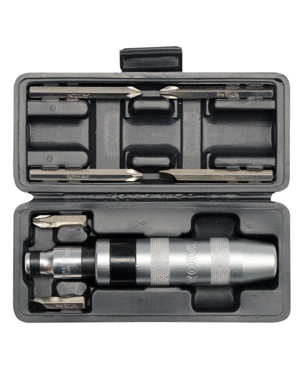 YATO WKRĘTAK UDAROWY PNEUMATYCZNY METALOWA RĄCZKA 6 KOŃCÓWEK GROTÓW YT-2802 (S31) (3C)