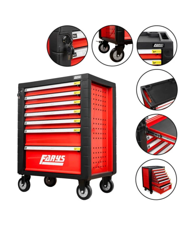 Wózek warsztatowy  szafka warsztatowa czerwona z sortownikiem  FR4064.3