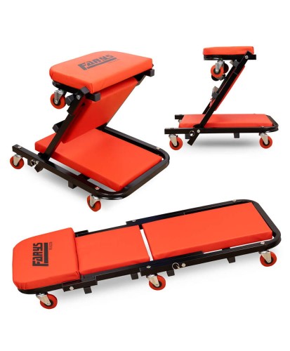 Leżanka warsztatowa leżak stołek 2w1 czerwona FR9239