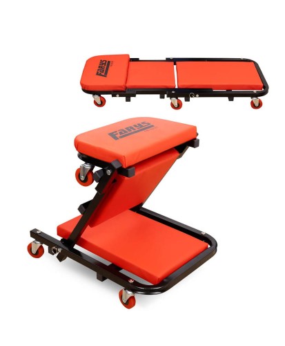 Leżanka warsztatowa leżak stołek 2w1 czerwona FR9239