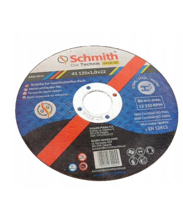 SCHMITH TARCZA DO CIĘCIA METALU 125x1 MOCNA Z DROBINAMI DIAMENTU - 25 sztuk  S41A-02 (28D 16-3-A)