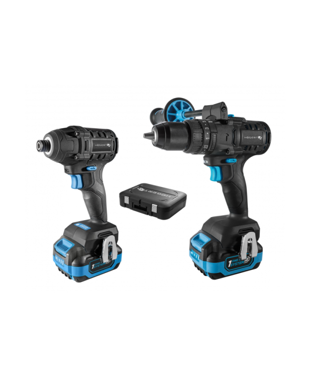 Zestaw akumulatorowej bezszczotkowej zakrętarki i wiertarko wkrętarki udarowej 18V HT2E248-B224IPD (S45)