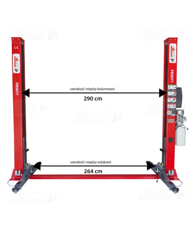 Podnośnik dwukolumnowy półautomat 4,2T FR5077 + olej hydrauliczny 8l + smary+ kotwy