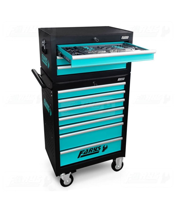 SZAFKA WARSZTATOWA WÓZEK NARZĘDZIOWY+NADSTAWKA+ WYPOSAŻENIE 385el. FR4045 -D9