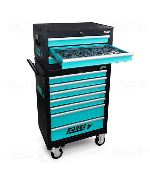 SZAFKA WARSZTATOWA WÓZEK NARZĘDZIOWY+NADSTAWKA+ WYPOSAŻENIE 385el. FR4045 -D9