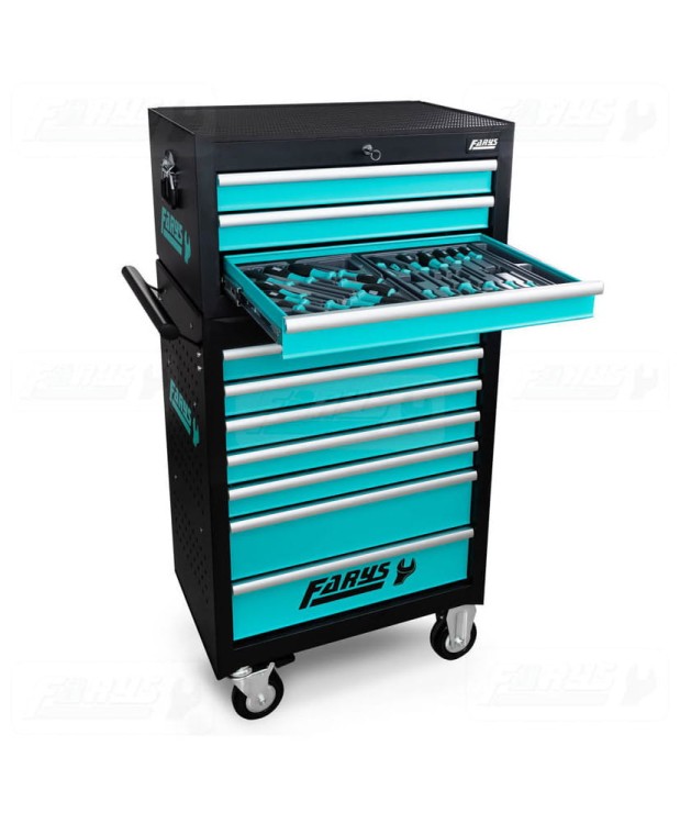 SZAFKA WARSZTATOWA WÓZEK NARZĘDZIOWY+NADSTAWKA+ WYPOSAŻENIE 385el. FR4045 -D9