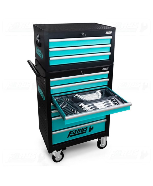 SZAFKA WARSZTATOWA WÓZEK NARZĘDZIOWY+NADSTAWKA+ WYPOSAŻENIE 385el. FR4045 -D9