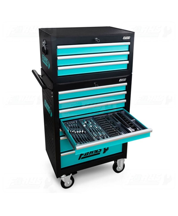 SZAFKA WARSZTATOWA WÓZEK NARZĘDZIOWY+NADSTAWKA+ WYPOSAŻENIE 385el. FR4045 -D9