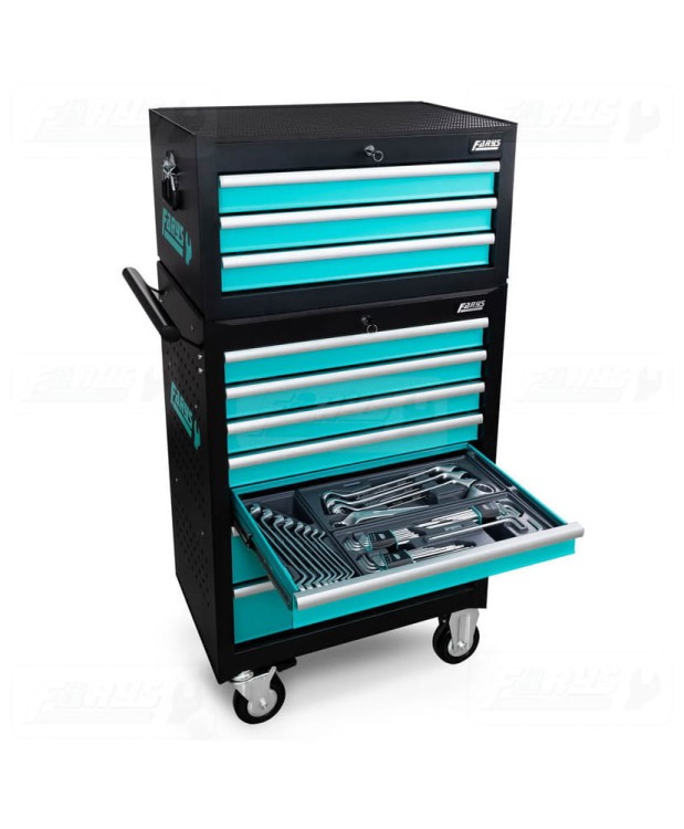 SZAFKA WARSZTATOWA WÓZEK NARZĘDZIOWY+NADSTAWKA+ WYPOSAŻENIE 385el. FR4045 -D9