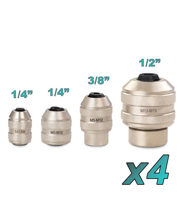 Zestaw 4 uchwytów samozaciskowych do gwintowników  M3-M8 / M5-M12 / M13-M19 FR4877