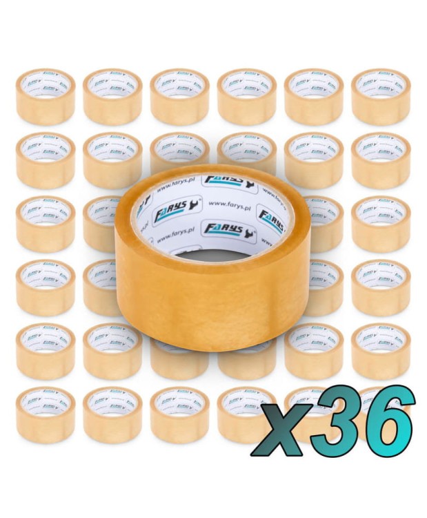 Taśma pakowa klejąca kauczukowa kauczuk transparentna 48/50 36szt mocna FR9980