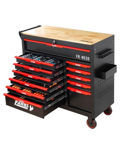 Wózek narzędziowy Stół 12 Szuflad szafka mobilna warsztatowa FR4038 + Wyposażenie 338 el. FR4000